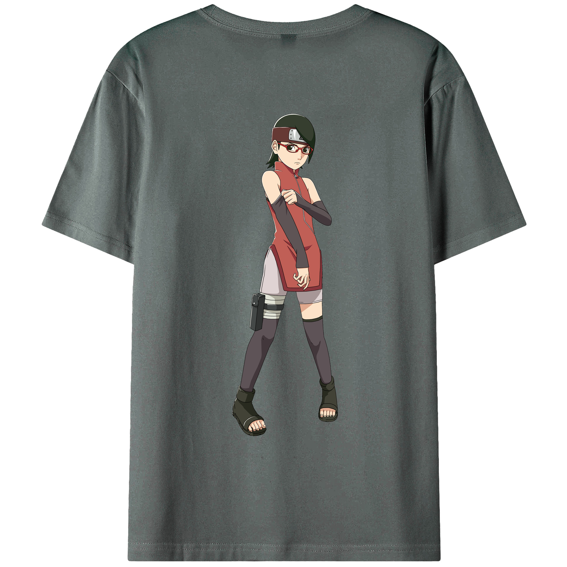 （画像用） NARUTO -ナルト- うちは サラダ Uchiha Sarada 綿100％ メンズ半袖Tシャツ（バックプリント） 通気性